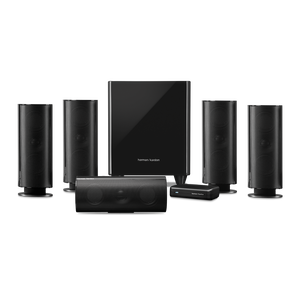 HKTS 65 - Black - A 5.1-channel, home theater speaker system with wireless subwoofer - Hero